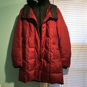 Soia & Kyo rabbit trim puffer coat
